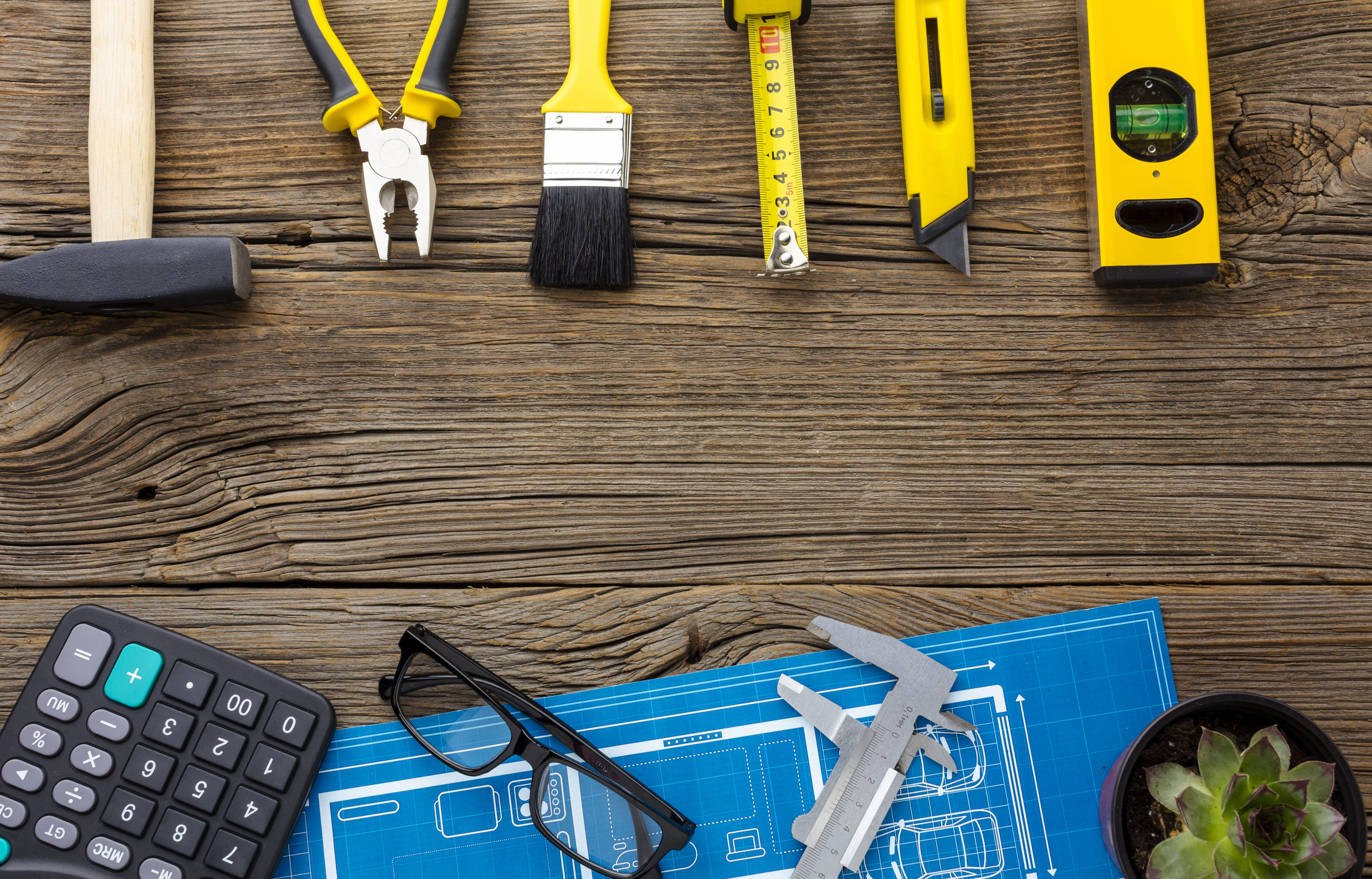 Blue print with yellow repair kit